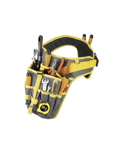 Ceinture porte-outils viso universelle taille reglable 14 poches 2 anneaux metalliques 50x20x5cm.
