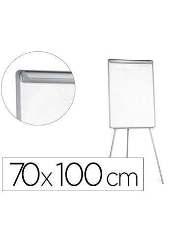 Chevalet q-connect extensions latérales surface mélaminée effaçable 70x100cm cadre aluminium auget porte-marqueurs.