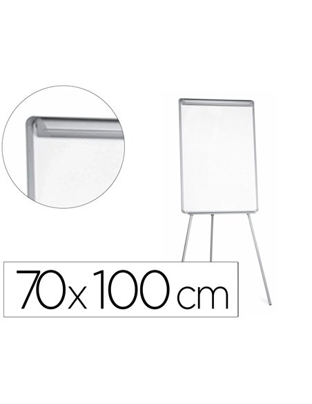 Chevalet q-connect extensions latérales surface mélaminée effaçable 70x100cm cadre aluminium auget porte-marqueurs.