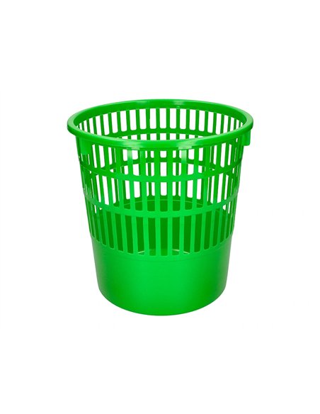 Corbeille papier q-connect ajouree plastique 15l 285x290mm coloris vert.