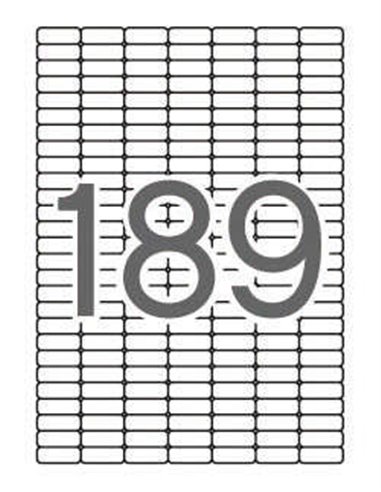 Pack de 4 725 étiquettes Apli 25,4 x 10,0 mm - 25 feuilles x 189 étiquettes - Adhésif amovible - Bords arrondis - Couleur blanch