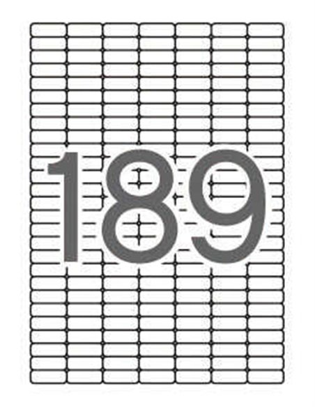 Pack de 4 725 étiquettes Apli 25,4 x 10,0 mm - 25 feuilles x 189 étiquettes - Adhésif amovible - Bords arrondis - Couleur blanch