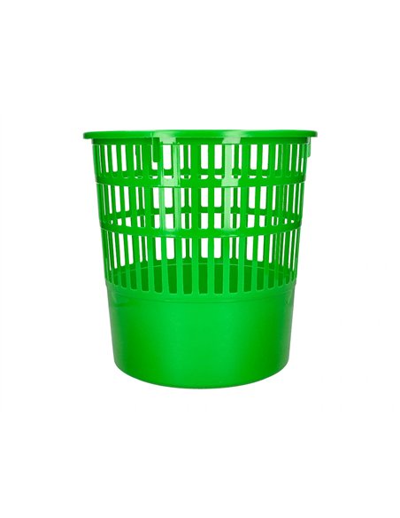Corbeille papier q-connect ajouree plastique 15l 285x290mm coloris vert.