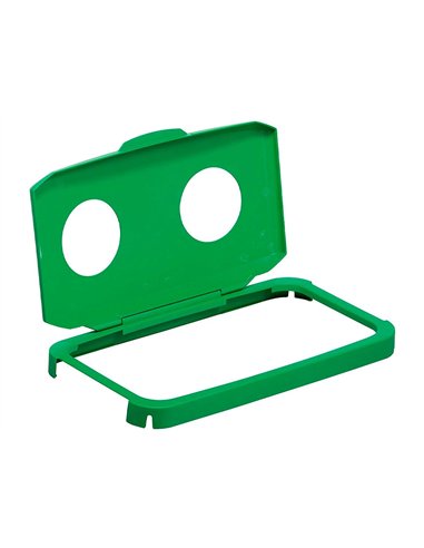 Couvercle durable durabin special verre charniere laterale 2 ouvertures circulaires pour conteneurs durabin 60 vert.