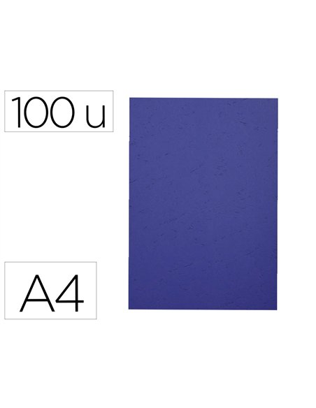 Couverture exacompta grain cuir recycle a4 270g paquet de 100 unites coloris bleu.