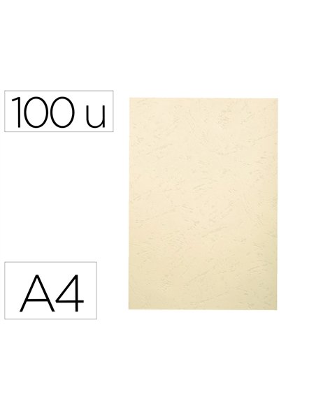 Couverture exacompta grain cuir recycle a4 270g paquet de 100 unites coloris ivoire.