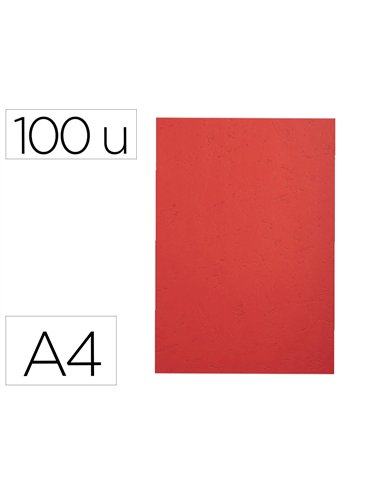 Couverture exacompta grain cuir recycle a4 270g paquet de 100 unites coloris rouge.