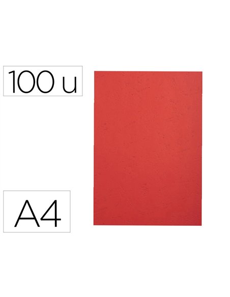 Couverture exacompta grain cuir recycle a4 270g paquet de 100 unites coloris rouge.