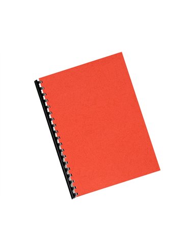 Couverture q-connect carton 250g grain cuir pour reliure format a4 coloris rouge paquet 100 unités.
