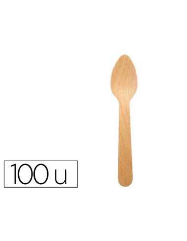 Cuillere a dessert coldis en bois diametre 11cm paquet de 100 unites.