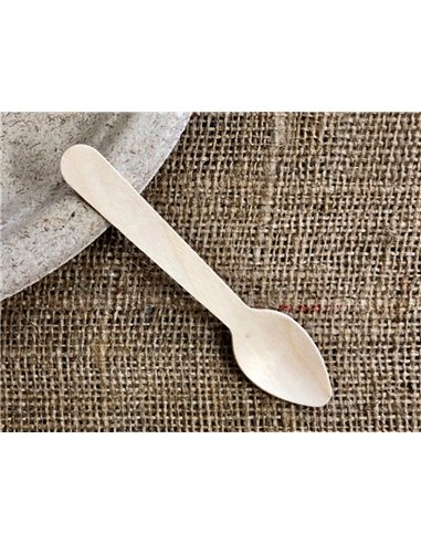 Cuillere a dessert coldis en bois diametre 11cm paquet de 100 unites.