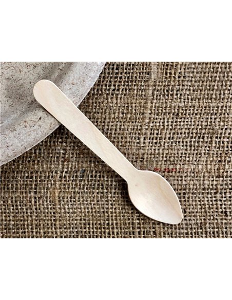 Cuillere a dessert coldis en bois diametre 11cm paquet de 100 unites.