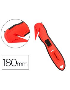 Cutter de securite xd-g03 q-connect en plastique et gomme avec ergot en metal lamefixe protegee.