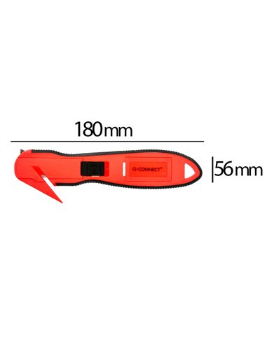 Cutter de securite xd-g03 q-connect en plastique et gomme avec ergot en metal lamefixe protegee.