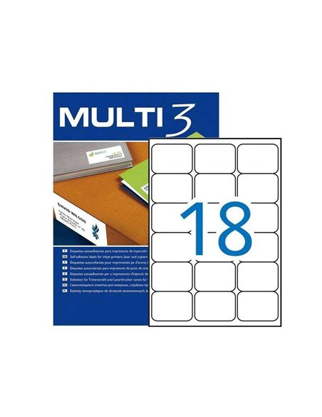 Lot de 3 étiquettes blanches (1800 étiquettes) 63,5 x 46,6 mm - Bords arrondis - Adaptées à l'impression