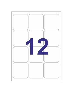 Lot de 3 étiquettes Multi3 de 1 200 étiquettes, format 63,5 x 72 mm, adhésif permanent, bords arrondis, blanc