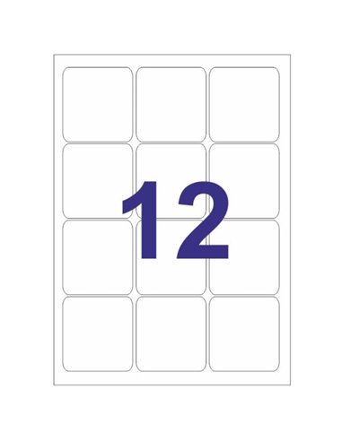 Lot de 3 étiquettes Multi3 de 1 200 étiquettes, format 63,5 x 72 mm, adhésif permanent, bords arrondis, blanc