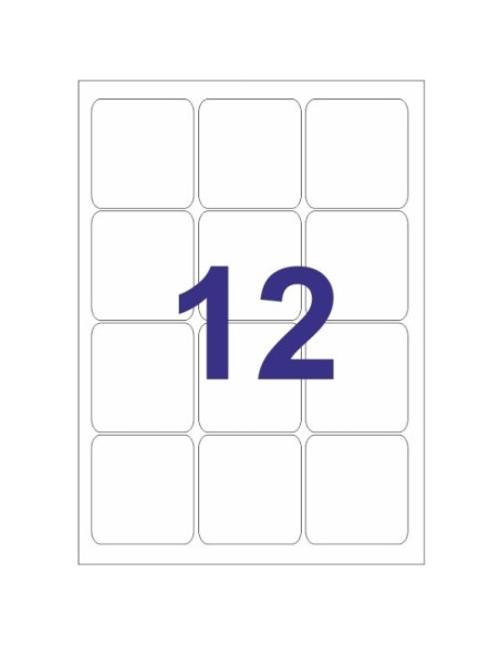 Lot de 3 étiquettes Multi3 de 1 200 étiquettes, format 63,5 x 72 mm, adhésif permanent, bords arrondis, blanc