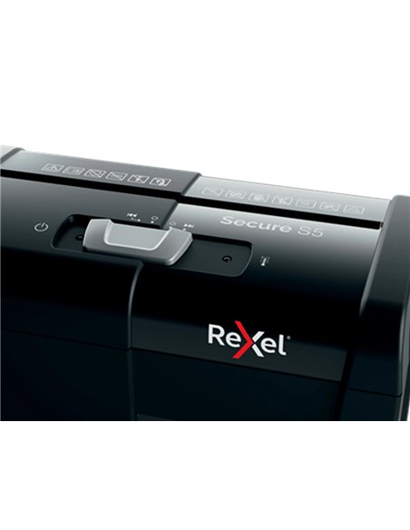 Desctructeur de documents rexel secure s5 coupe droite 5 feuilles de papier a4 de 80gr.