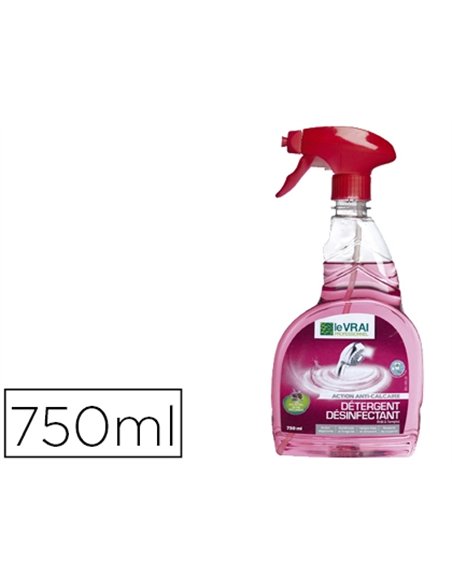 Détergent désinfectant le vrai professionnel action anti-calcaire odeur florale spray 750ml.
