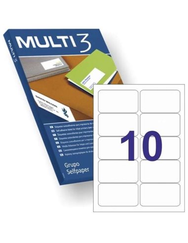 Lot de 1 000 étiquettes permanentes Multi3 (99,1 x 57 mm) - Bords arrondis - 100 feuilles x 10 étiquettes - Blanc