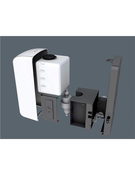 Distributeur gel et savon q-connect automatique capteur et support metallique hauteur 152cm capacite 1000ml blanc.