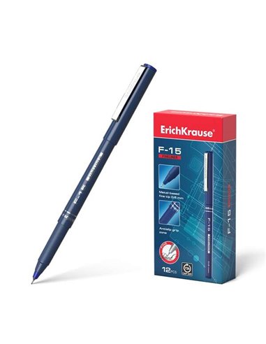 Marqueur à pointe fine Erichkrause F-15 - Ligne 0,6 mm - Clip métallique - Bleu