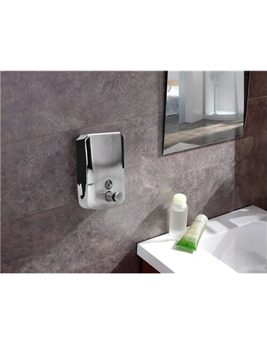 Distributeur savon liquide q-connect manuel acier inoxydable 800ml 179x56x115mm.