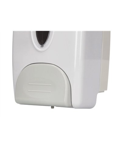 Distributeur savon q-connect manuel indicateur niveau 1000ml coloris blanc/gris 235x135x95mm.