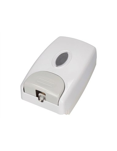 Distributeur savon q-connect manuel indicateur niveau 1000ml coloris blanc/gris 235x135x95mm.