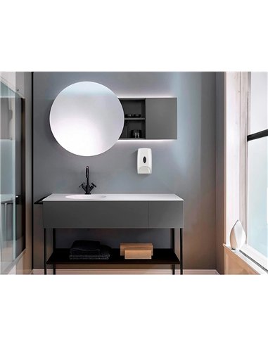 Distributeur savon q-connect manuel indicateur niveau 1000ml coloris blanc/gris 235x135x95mm.