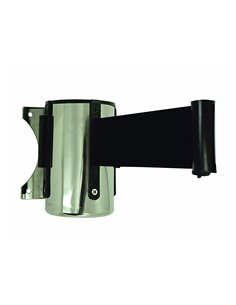 Enrouleur mural economique viso polypropylene inox recepteur mural et fixation inclus longueur 2m sangle noire.