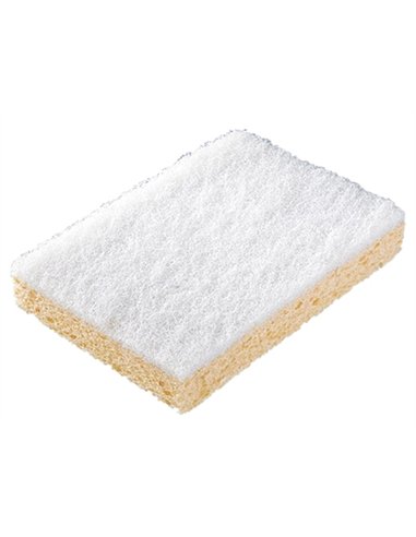 Éponge récurante gm double face blanche nettoyage surfaces délicates 13x9cm.
