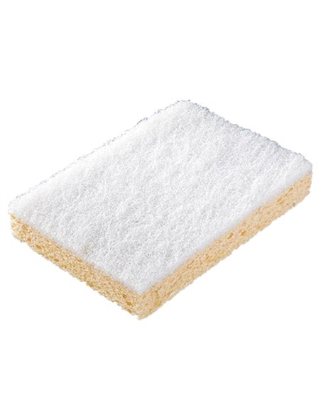 Éponge récurante gm double face blanche nettoyage surfaces délicates 13x9cm.