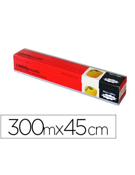 Film alimentaire etirable sans phtalates sans bisphenol a 300mx45cm boite distributrice.