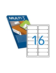 Pack Multi3 de 8 000 étiquettes, format 99,1 x 34 mm, 500 feuilles x 16 étiquettes, adhésif permanent, bords arrondis, blanc