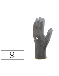 Gant tricot deltaplus polyamide paume enduite polyuréthane jauge 13 coloris gris taille 9 paire.