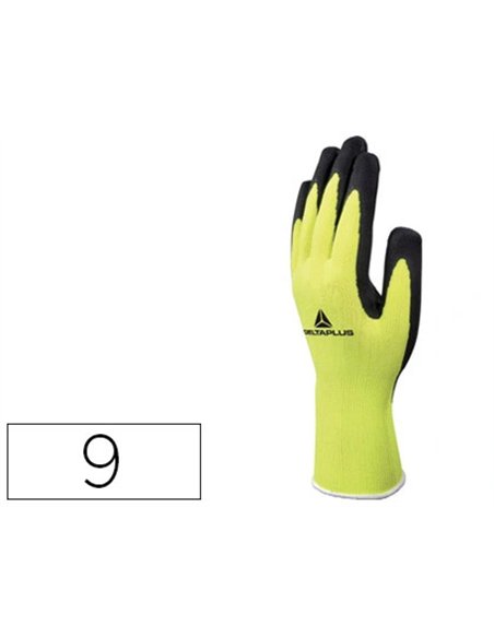 Gant tricot deltaplus polyester fluo enduction mousse latex jauge 13 taille 9 paire.