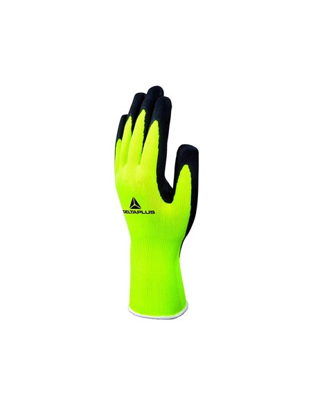 Gant tricot deltaplus polyester fluo enduction mousse latex jauge 13 taille 9 paire.