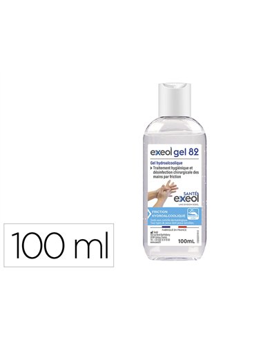 Gel hydroalcoolique exeol gel 82 flacon 100ml.
