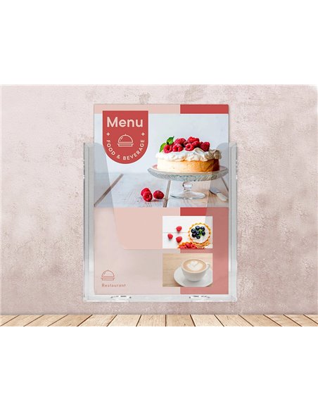 Porte-visuels q-connect mural plexiglas transparent format a4 225x50x244 mm.