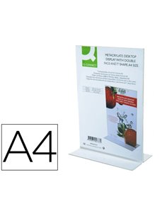 Porte-visuels q-connect 02 forme t 2 faces plexiglas format a4 cartes menu restaurants feuillets informatifs. 2