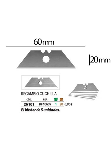Lame rechange q-connect cutter universel 18mm blister 5 unités.