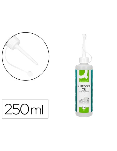 Huile lubrifiante q-connect pour destructeur de documents bouteille 250ml.