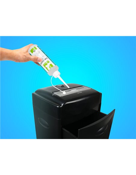 Huile lubrifiante q-connect pour destructeur de documents bouteille 250ml.