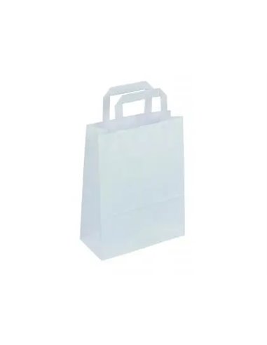 Sac kraft 70g/m2 poignees plates 18x8x22cm paquet 50 unites coloris blanc 39z2202.