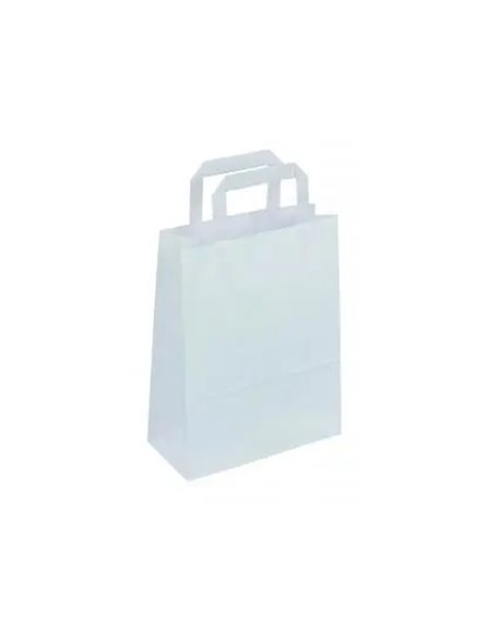 Sac kraft 70g/m2 poignees plates 18x8x22cm paquet 50 unites coloris blanc 39z2202.