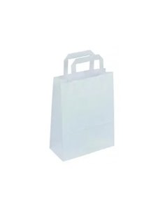 Sac kraft 70g/m2 poignees plates 22x10x28cm paquet 50 unites coloris blanc.
