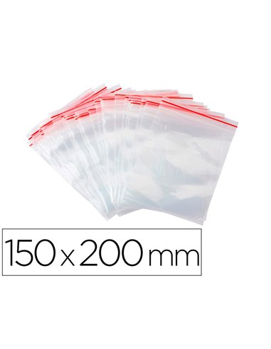 Sachet plastique refermable q-connect dim.150x200 mm sachet de 100 unites.