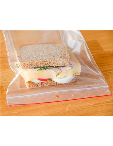 Sachet plastique refermable q-connect dim.150x200 mm sachet de 100 unites.